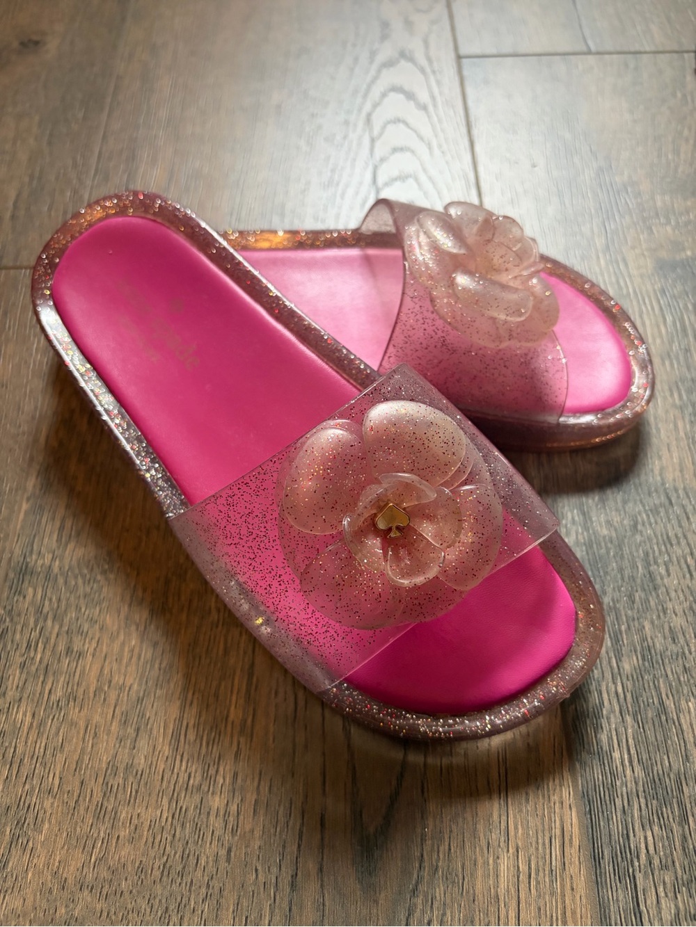 KATE SPADE Pink Glitter Jelly Slide Sandals